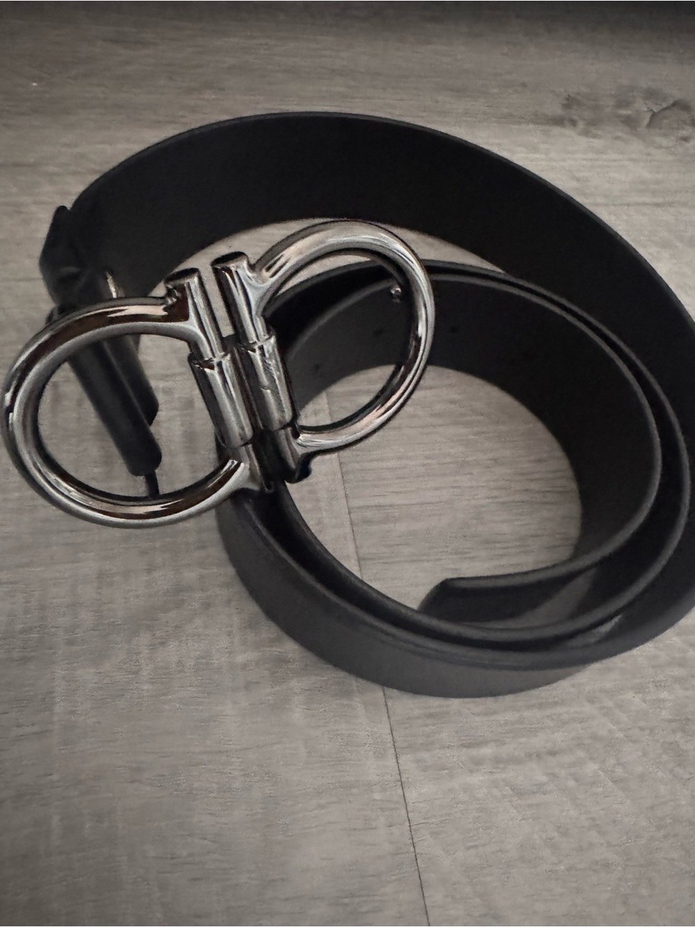 Salvatore Ferragamo Black Leather Belt with Silver Signature Gancini Buckle